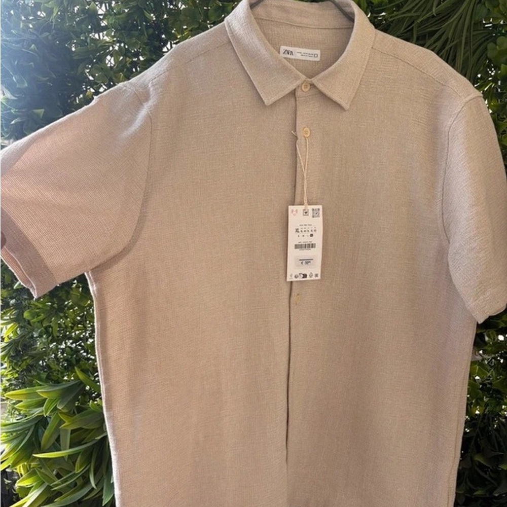 Zara Men Light Beige Short-Sleeve Polo